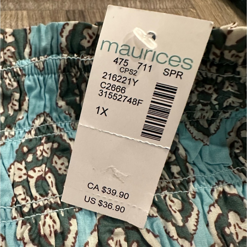 New Maurices Women's Boho Top Shirt Cotton Smocked Puff Sleeve 1X NWT Hippie - Picture 7 of 12